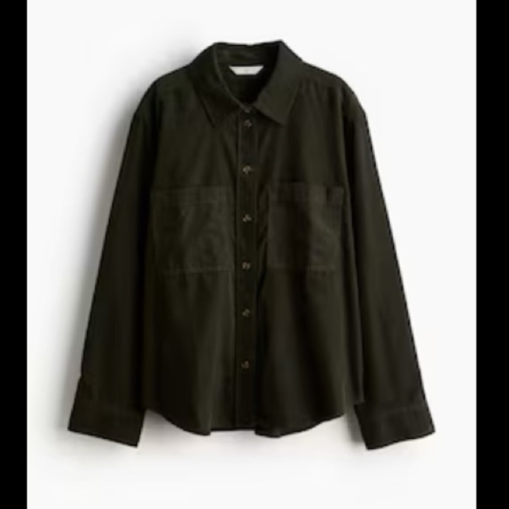H&M Olive Green Corduroy Shirt Jacket